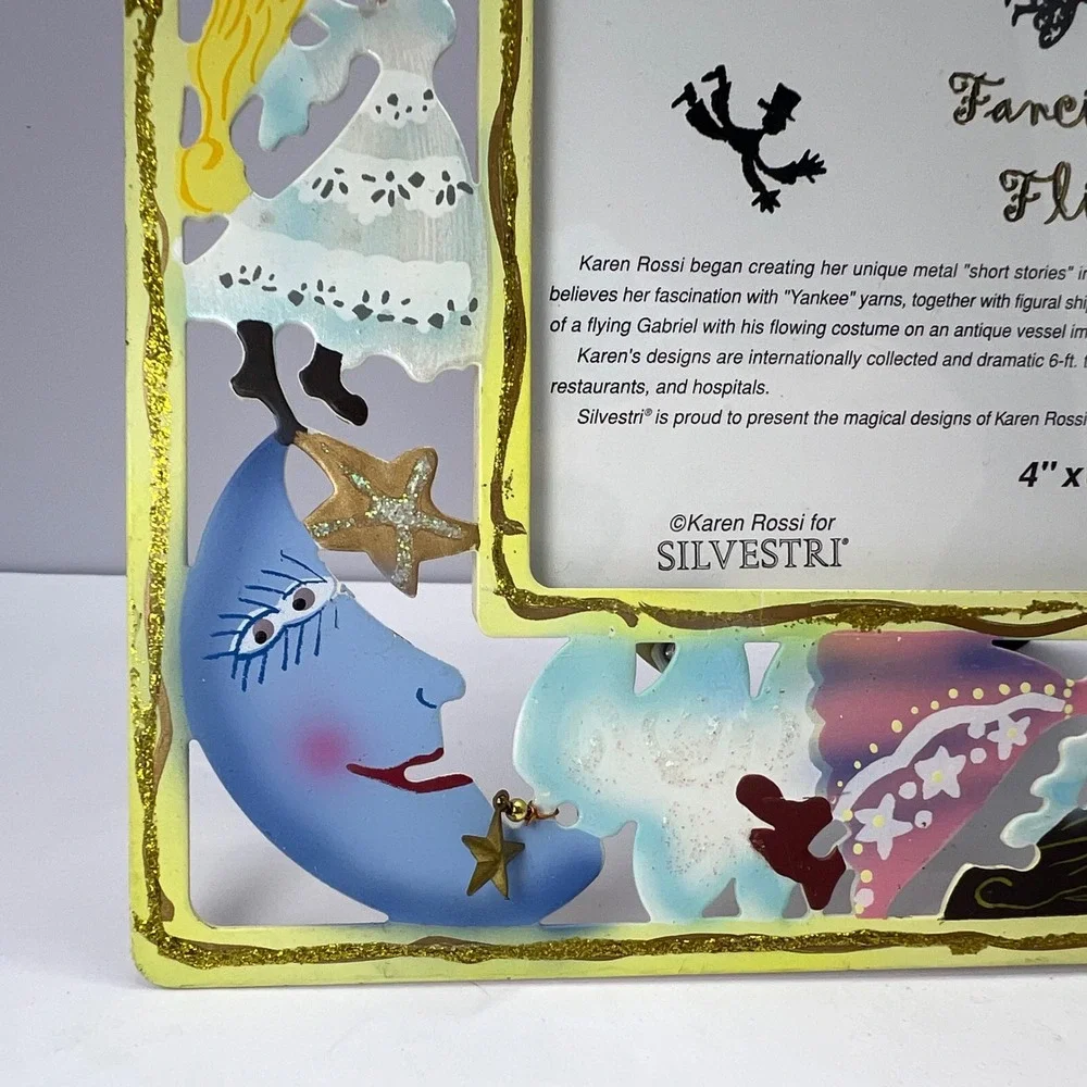 Karen Rossi Fanciful Flights Photo Frame 4x6 Metal Whimsical Folk Art Signed